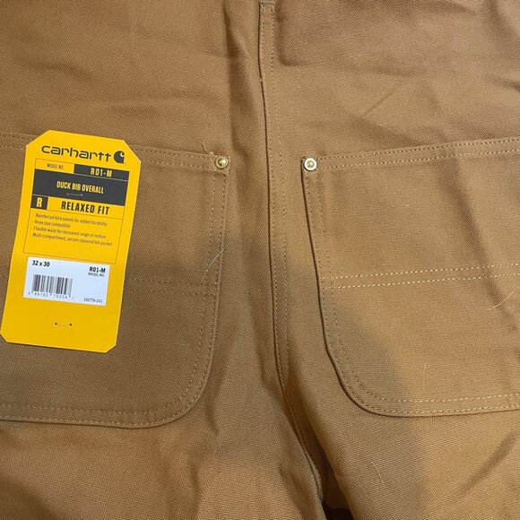 *NEW* CARHARTT Men's Relaxed Fit Duck Bib Overalls (32x30) R01-M - Picture 8 of 9